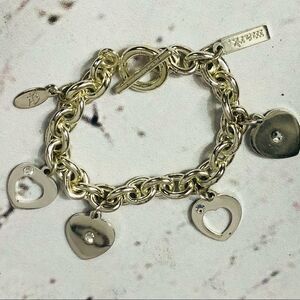 Mark. Chunky Heart Charm Bracelet Silver Tone Toggle Closure